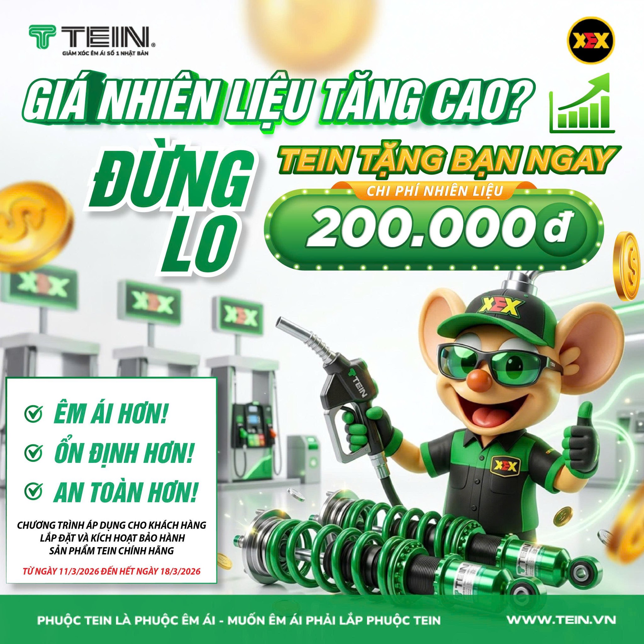 TEIN VIỆT NAM TẶNG NGAY 200.000Đ TIỀN MẶT HỖ TRỢ NHIÊN LIỆU