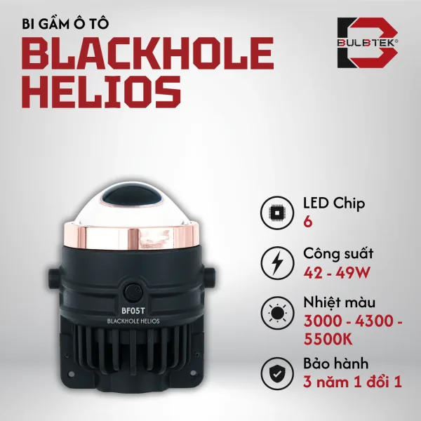 BI GẦM Ô TÔ  3 MÀU BLACKHOLE HELIOS BULBTEK