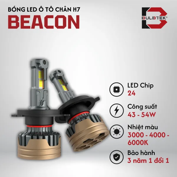 Bóng LED ô tô Beacon chân H7 Bulbtek 