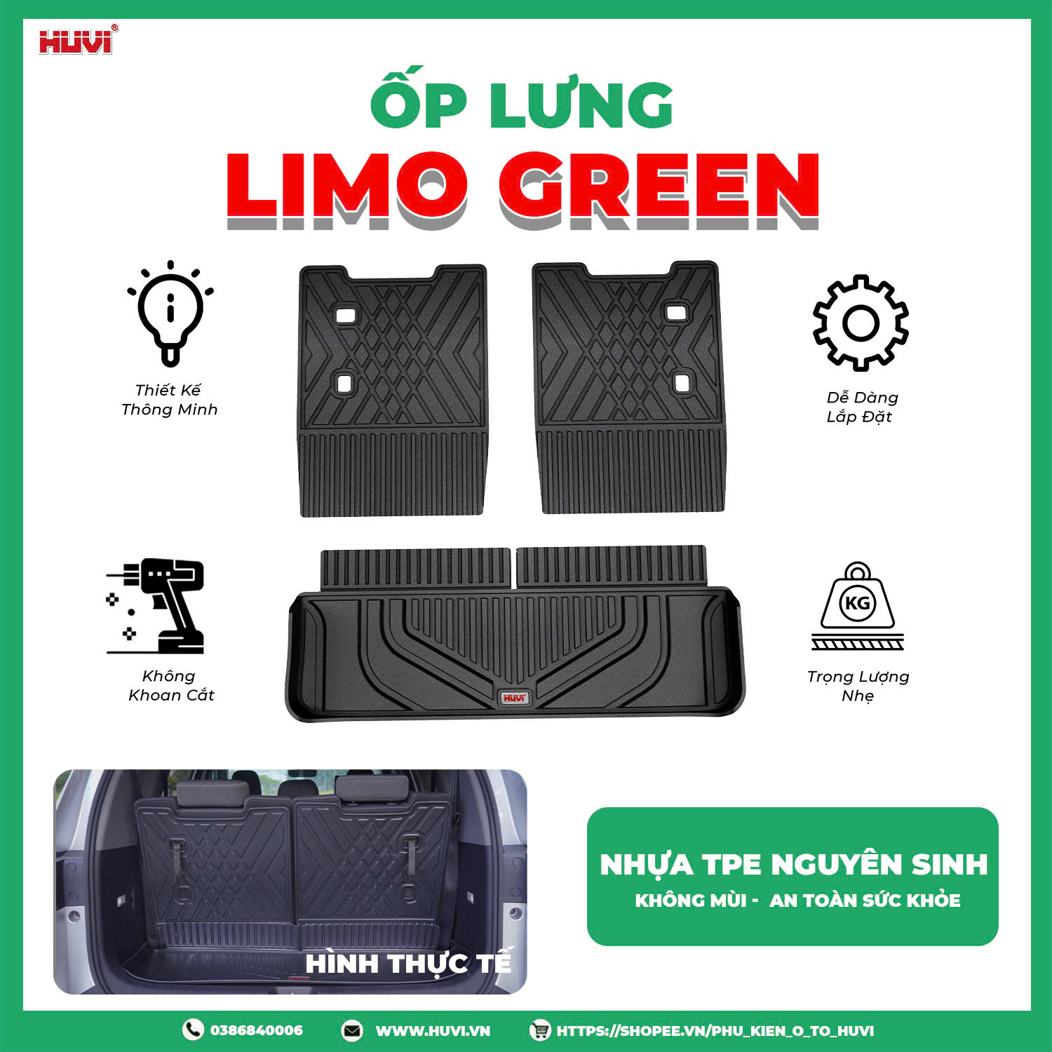 Ốp Lưng Ghế Vinfast Limo Green Huvi Bảo Vệ Hàng Ghế 3
